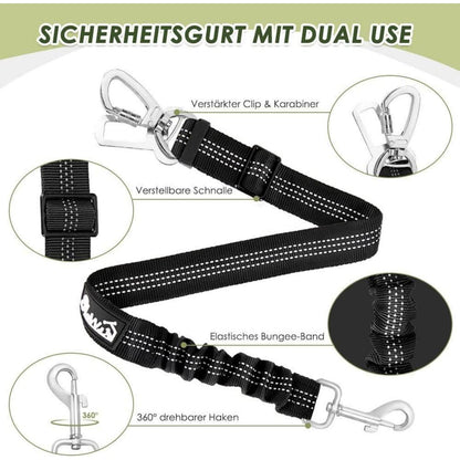2x Hunde Sicherheitsgurt Auto – Verstellbar & Ruckdämpfend