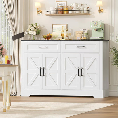 Sideboard Küchenbuffet Schwarz Weiß mit Schubladen & Türen