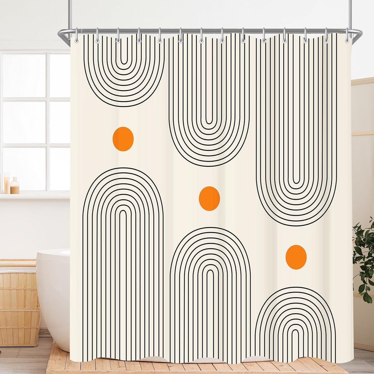 Duschvorhang Set Geometrische Kurve 120x200cm mit Haken