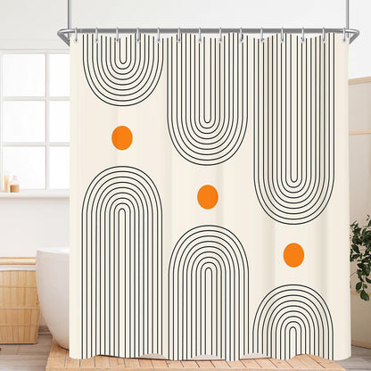 Duschvorhang Set Geometrische Kurve 120x200cm mit Haken