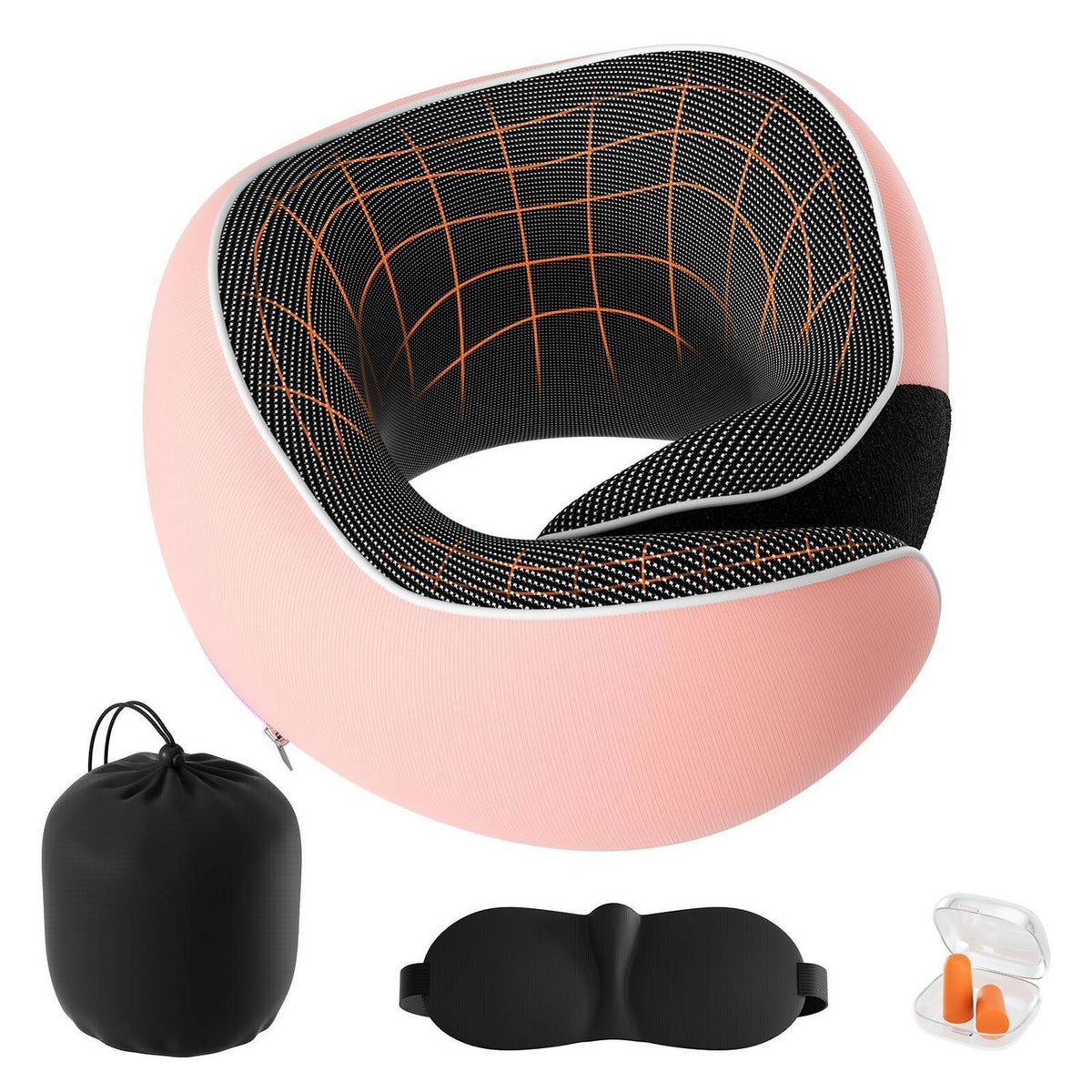 Reisekissen Memory Foam verstellbar mit Zubehör Rosa