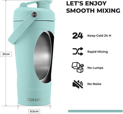 Edelstahl Protein Shaker 750ml mit Kugel und Vakuum Isolierung, BPA