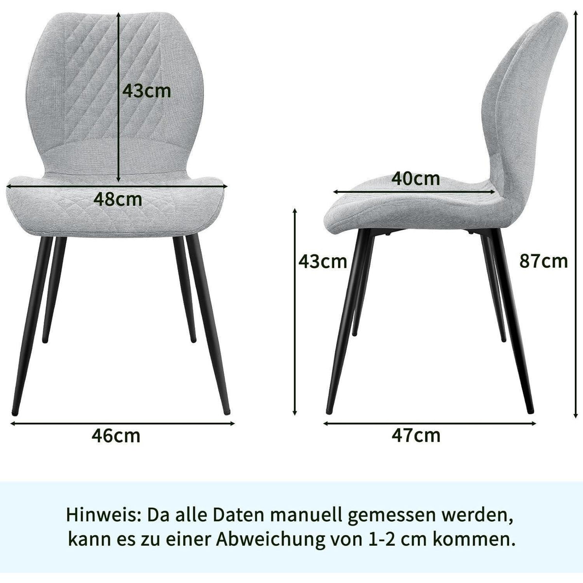 Gepolsterte Esszimmerstühle 6er Set Grau – Modern & Ergonomisch