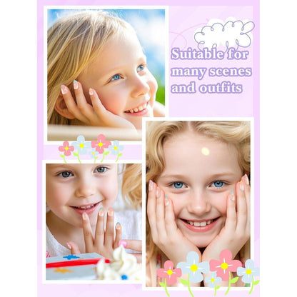 26er Set Kinder Aufklebe Nägel – Niedliche Blumen Design