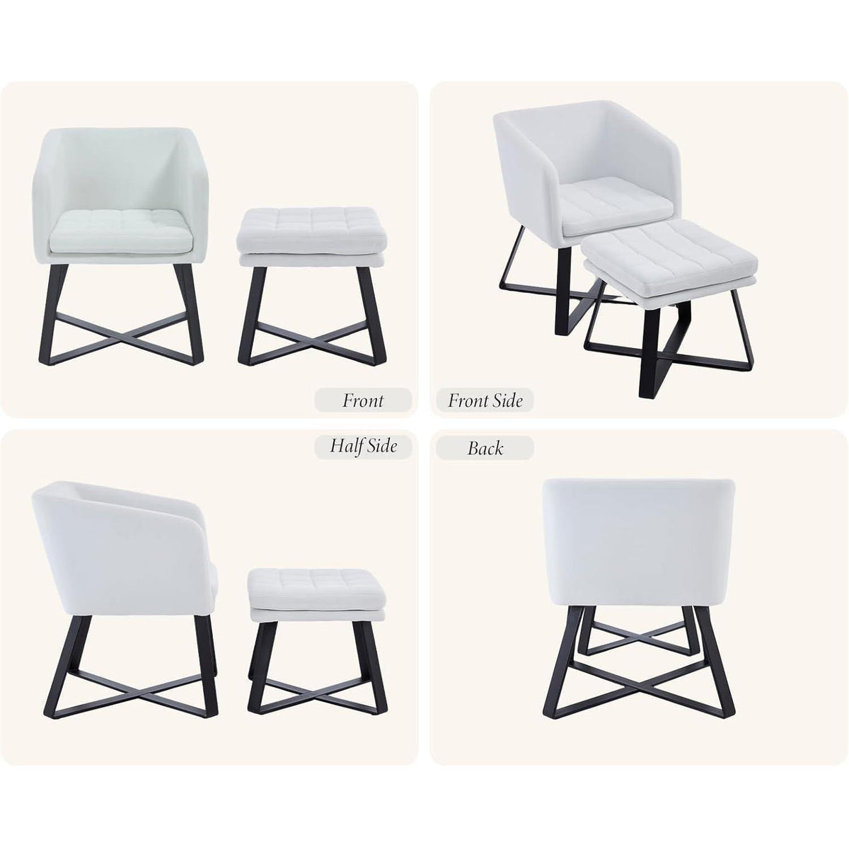 Vintage Samt Sessel mit Hocker – Loungesessel für Wohnzimmer