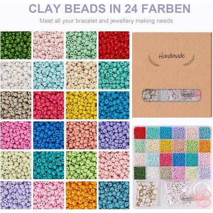Perlen Set für Armbänder Pastell 3mm mit Buchstabenperlen