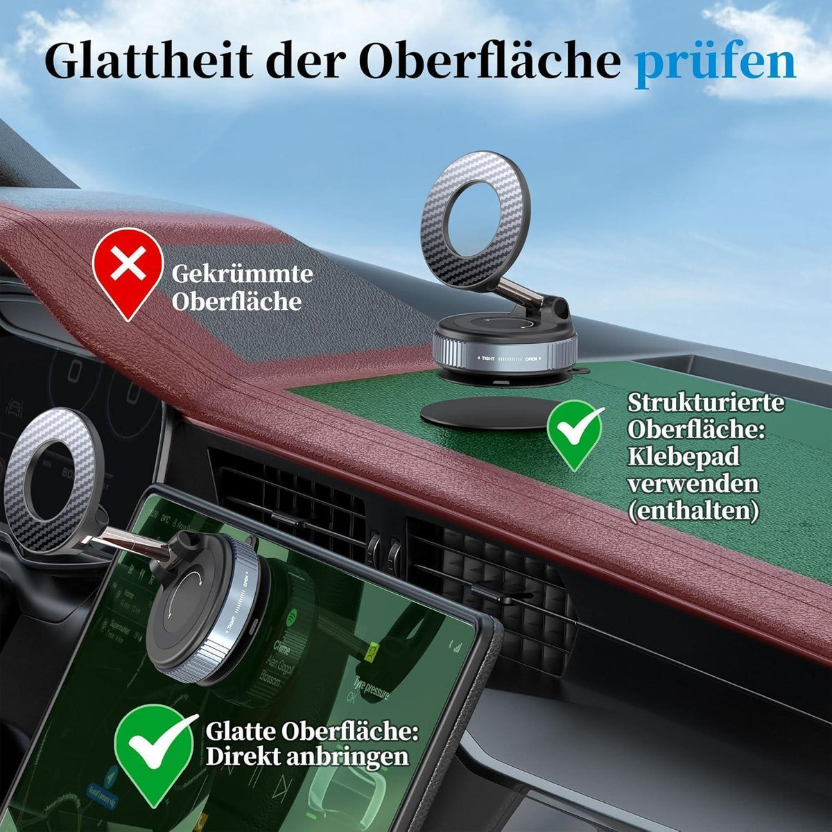 Vakuum Handyhalterung Auto mit Magsafe & 360° Drehung