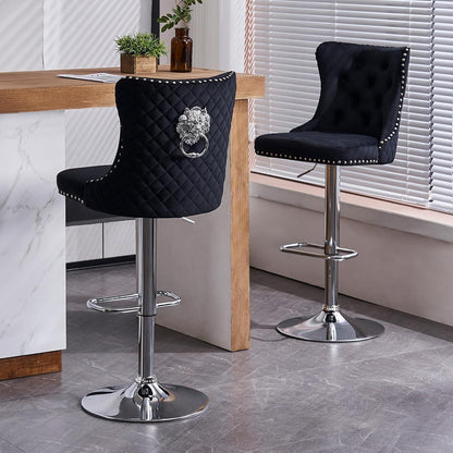 Samt Barhocker Set 4er – Höhenverstellbar & Modern Schwarz