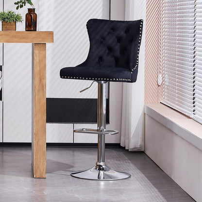 Samt Barhocker Set 4er – Höhenverstellbar & Modern Schwarz