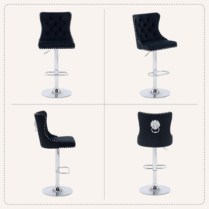 Samt Barhocker Set 4er – Höhenverstellbar & Modern Schwarz