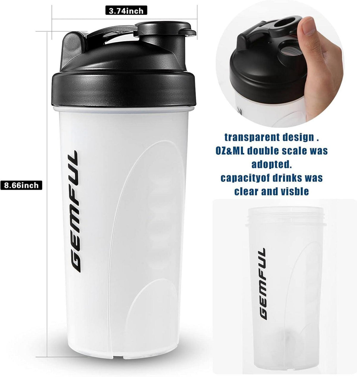BPA-freier Eiweiß Shaker für Proteinshakes 2x 750ml