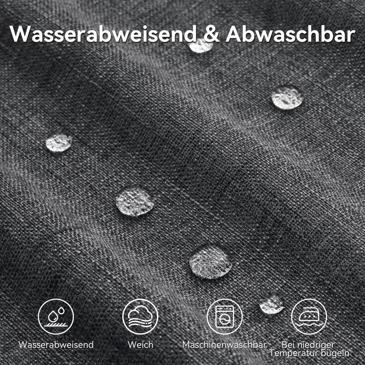 Glitzer Tischdecke Leinenoptik 140x200cm Wasserabweisend Dunkelgrau