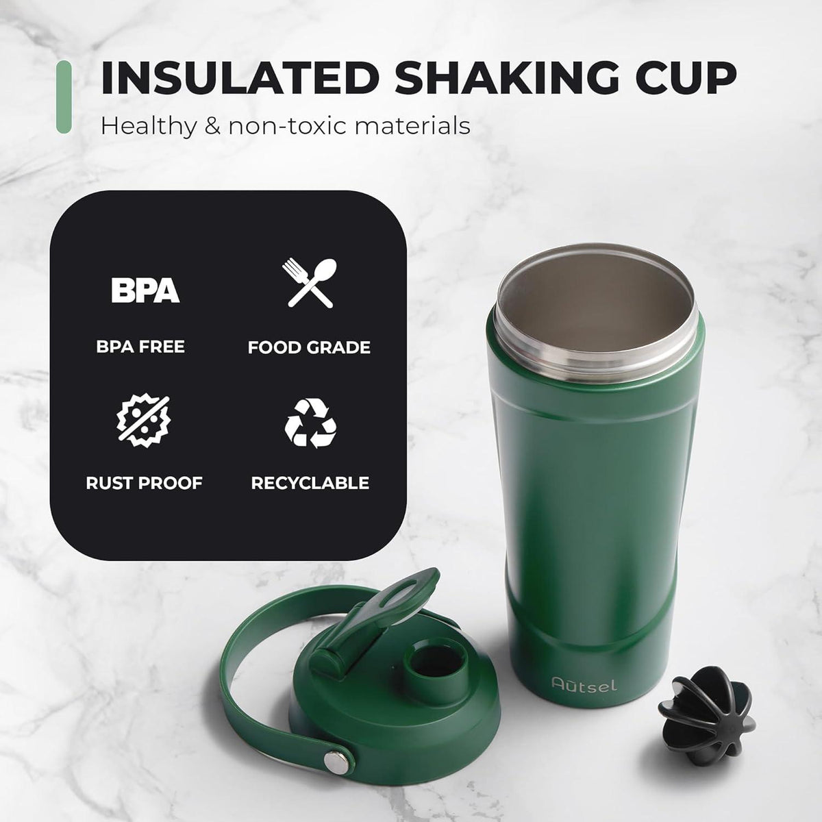 Edelstahl Protein Shaker 750ml BPA frei Fitness Shake Becher