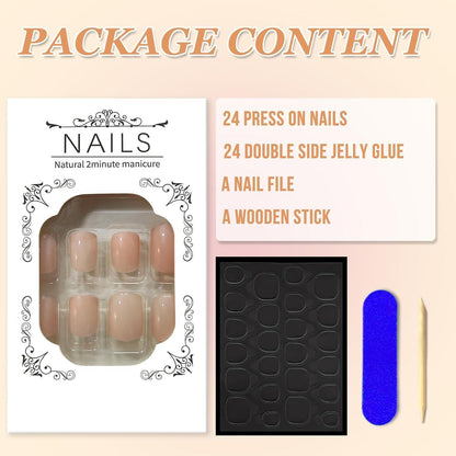 French Press on Nails Staubrosa Kurz Eckig - Künstliche Nägel