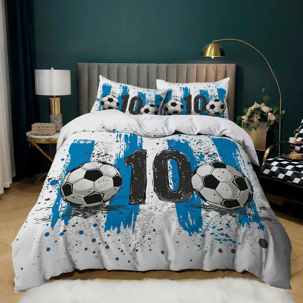3D Fußball Bettwäsche Set 135x200 cm – Kinderzimmer Schlafzimmer