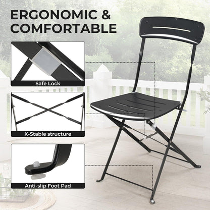 Bistro Set 3-teilig, wetterfest, klappbar, schwarz