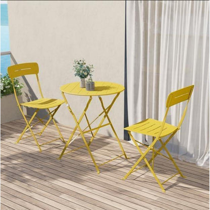 Bistro Set Gelb 3-teilig klappbar wetterfest für Balkon