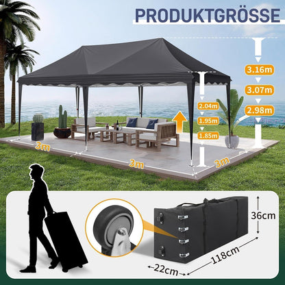 Faltpavillon 3x6m mit Zubehör – Partyzelt für Garten & Events