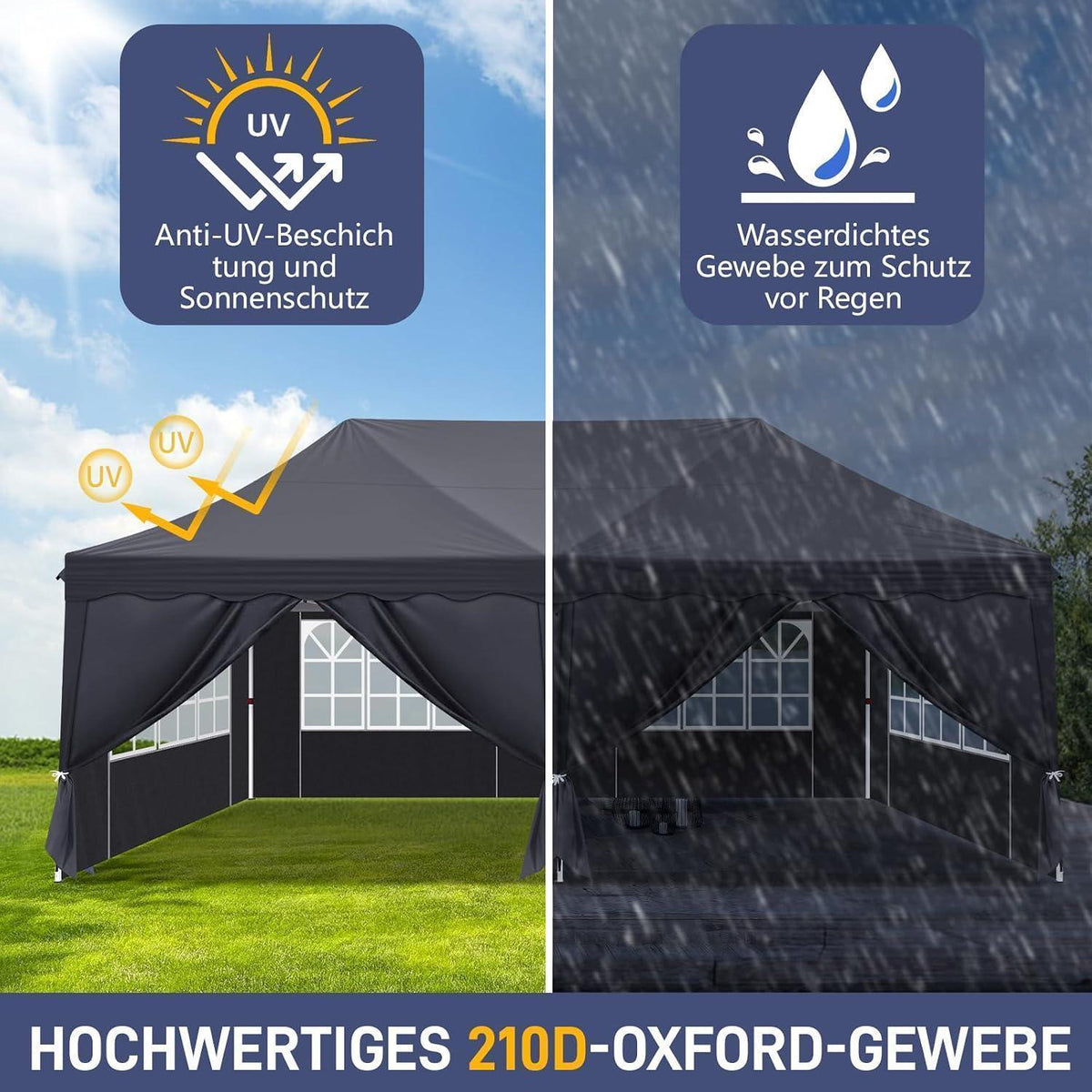 Faltpavillon 3x6m mit Zubehör – Partyzelt für Garten & Events