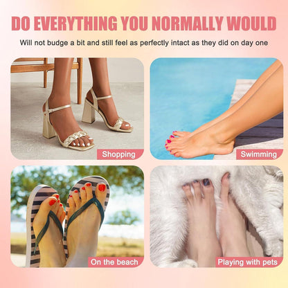 24er Set Pink Glitzer Zehennägel zum Aufkleben - Künstliche Toe Nails