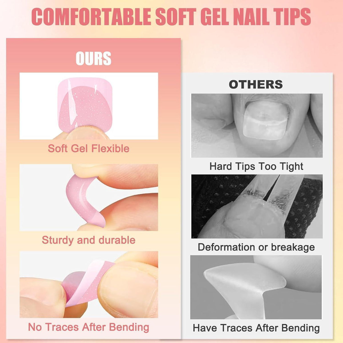 French Zehennägel Aufkleben - 24 Rosa Künstliche Fußnägel
