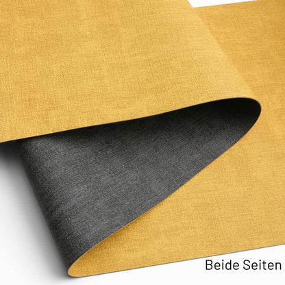 Tischläufer Kunstleder doppelseitig Grau Gelb 40x140 cm