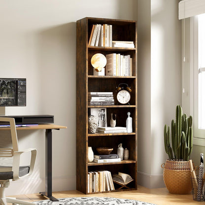 Bücherregal Holz 6 Ebenen - Modernes Standregal Braun