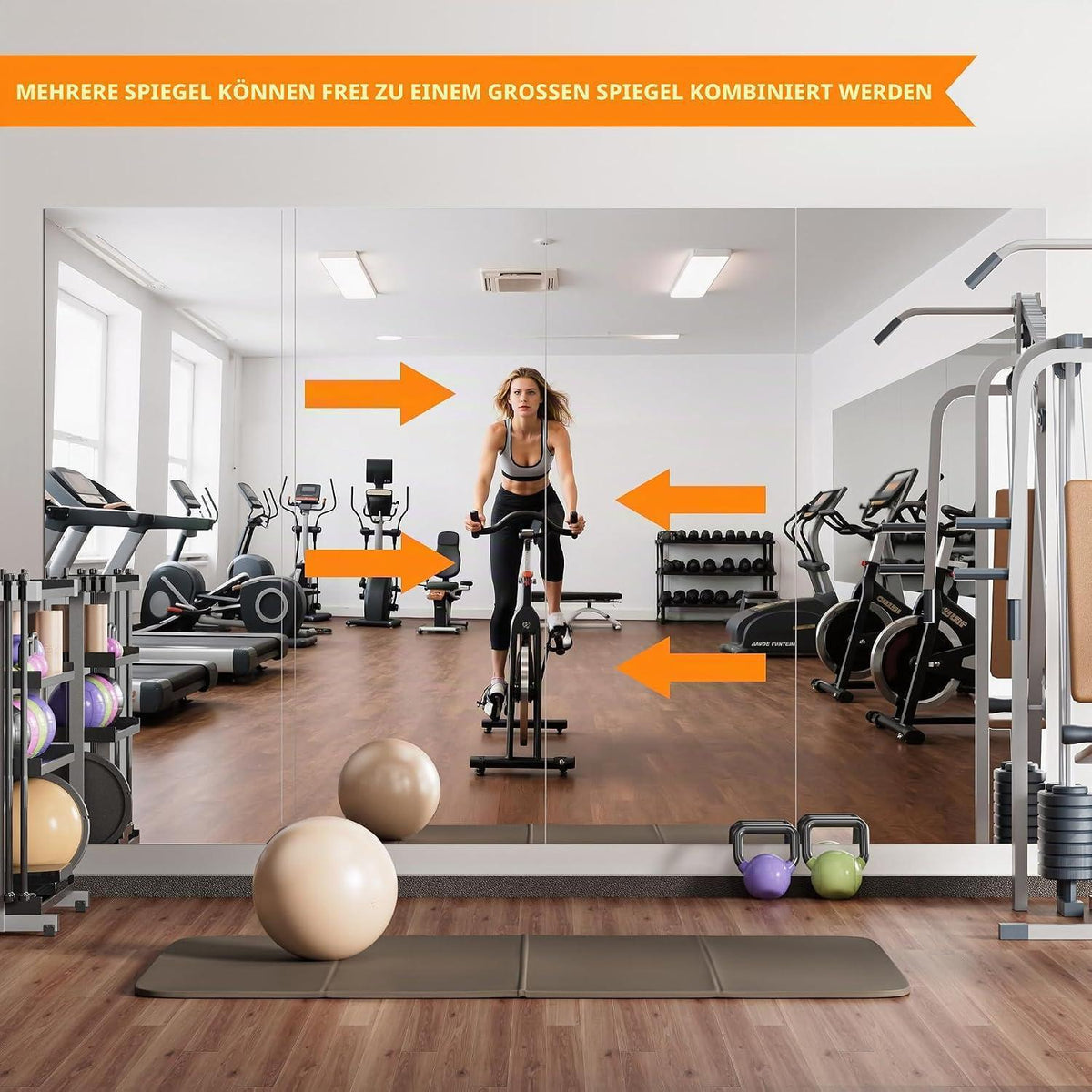 Großer Ganzkörperspiegel 245x100cm – Fitnessraum, Yoga, Wandspiegel