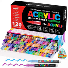 Acrylmarker Set 120 Farben – Pinselspitze für Stein, Holz & mehr
