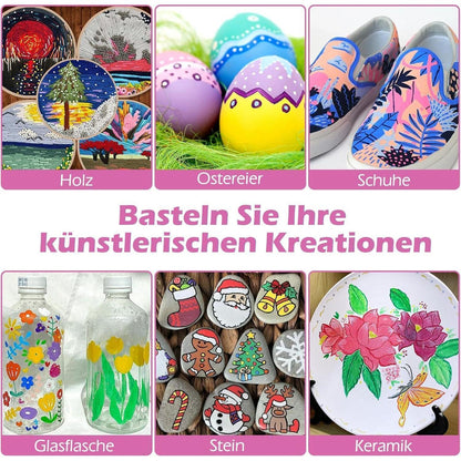 Acrylmarker Set 120 Farben – Pinselspitze für Stein, Holz & mehr