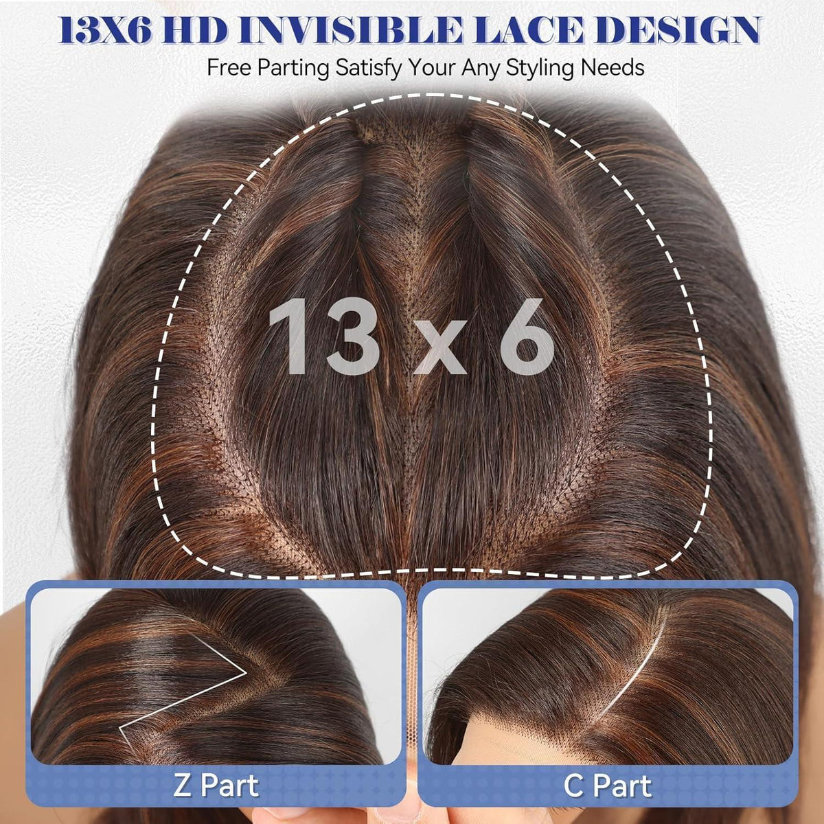 Braune Bob-Perücke mit Highlights, 25cm, HD Lace-Front