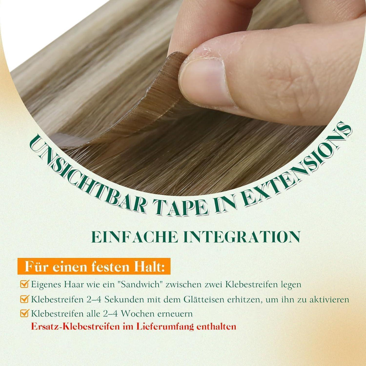 Echthaar Tape Extensions Ombre Braun Balayage Platinblond