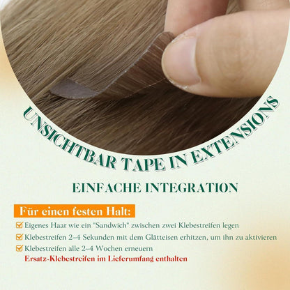 Echthaar Tape Extensions Balayage Braun Goldbraun Ombre