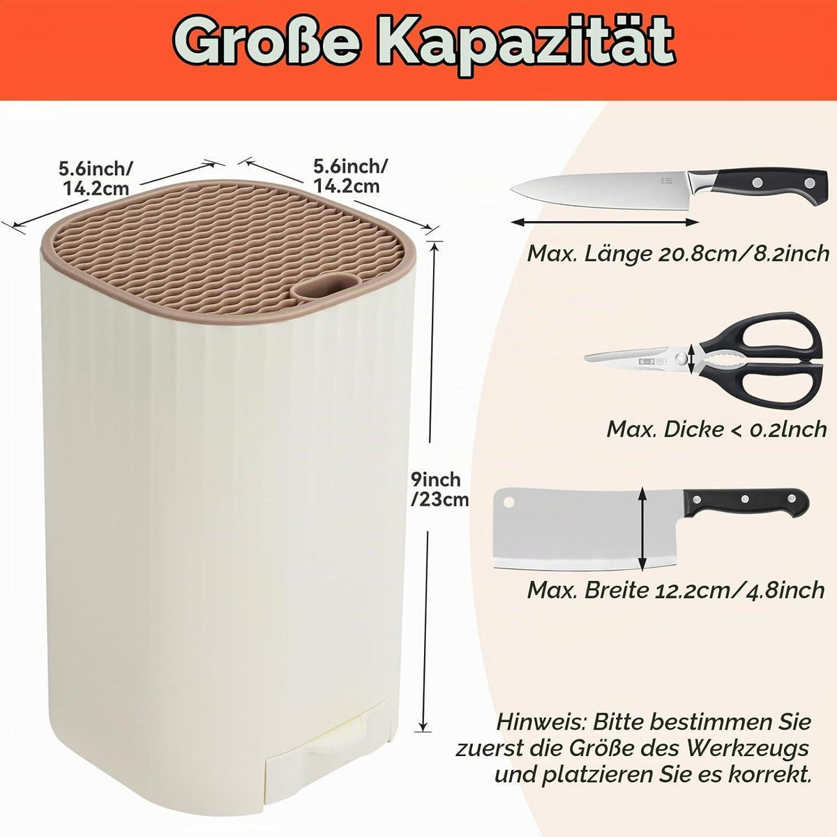 Messerblock 4in1 mit Schleifstein – Abnehmbar & Weiß