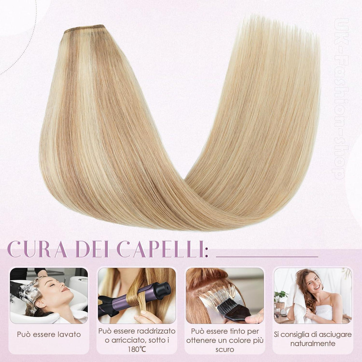 Blond Clip in Haarverlängerung 50cm Remy Echthaar #18/613