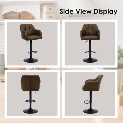 Moderner Barhocker 2er Set, höhenverstellbar & gepolstert in Lederoptik