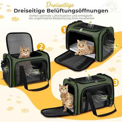 Faltbare Katzentransportbox – Tragbare Hundetransporttasche L Grün