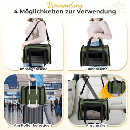 Faltbare Katzentransportbox – Tragbare Hundetransporttasche L Grün