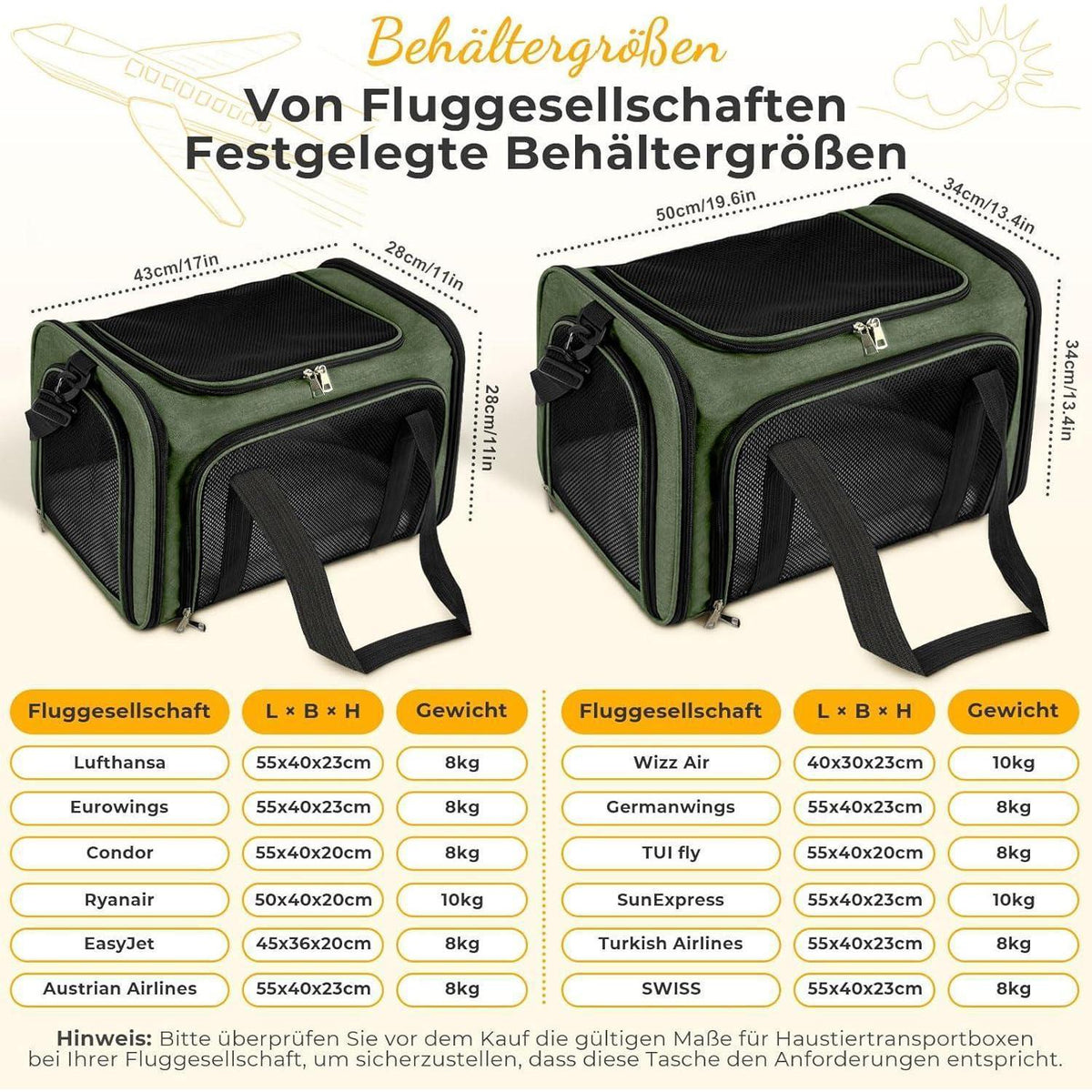 Faltbare Katzentransportbox – Tragbare Hundetransporttasche L Grün