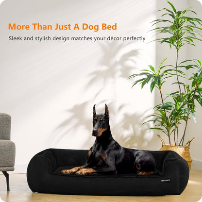 Hundebett mit erhöhtem Rand, abnehmbar & waschbar, Schwarz