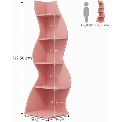 5-stufiges Eckregal Rosa – Bücherregal & Pflanzenständer