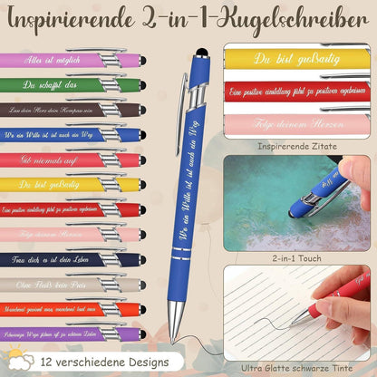 12 Set Dankeschön Geschenke Notizbücher & Stifte mit inspirierenden Zitaten