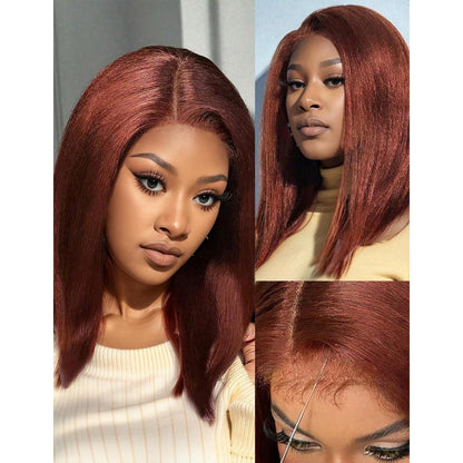 Echthaar Bob Perücke Kinky Straight mit Babyhaar 45cm