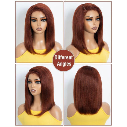 Echthaar Bob Perücke Kinky Straight mit Babyhaar 45cm