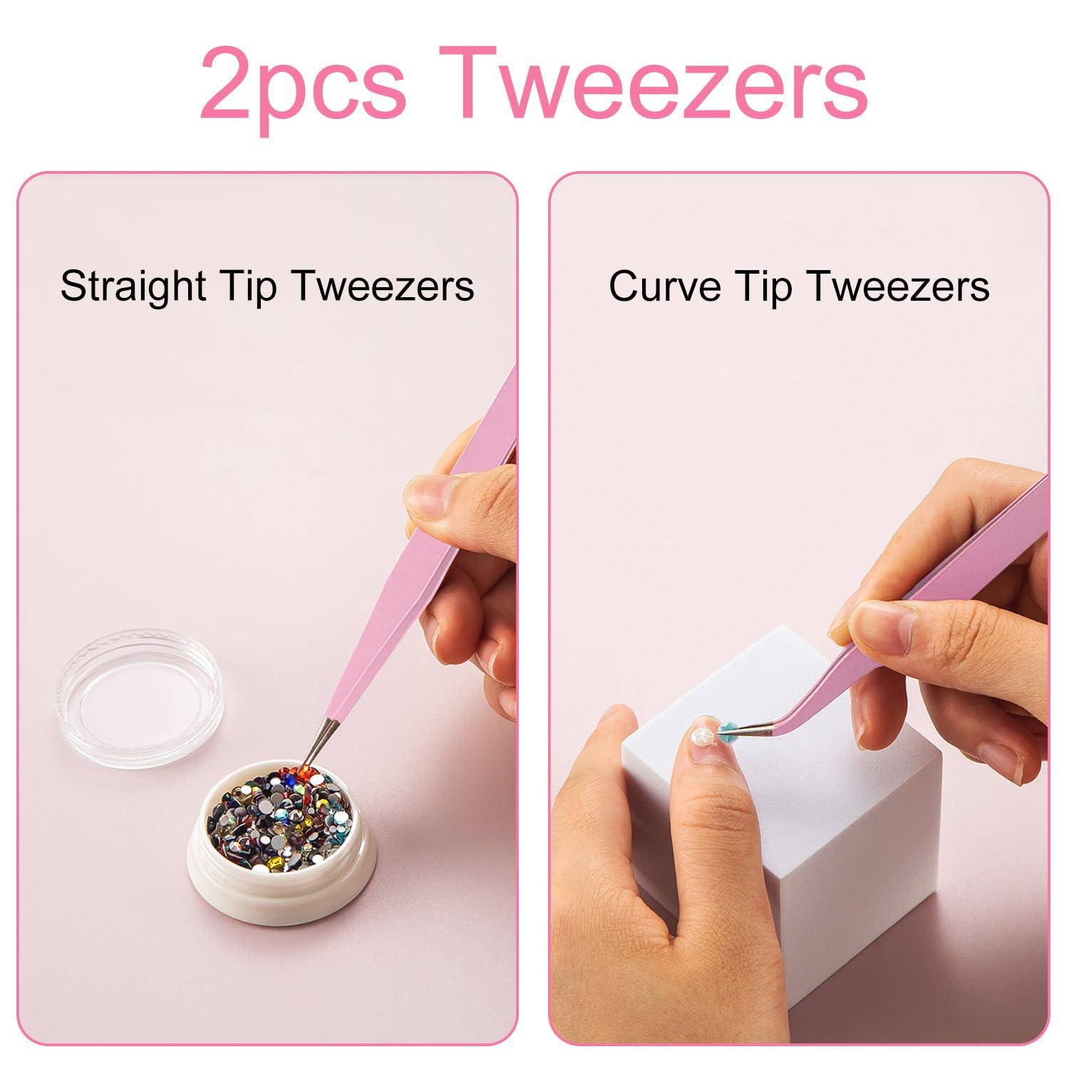 Pinzette 2er-Set für Gesichtshaare, Wimpern, Augenbrauen - Rosa