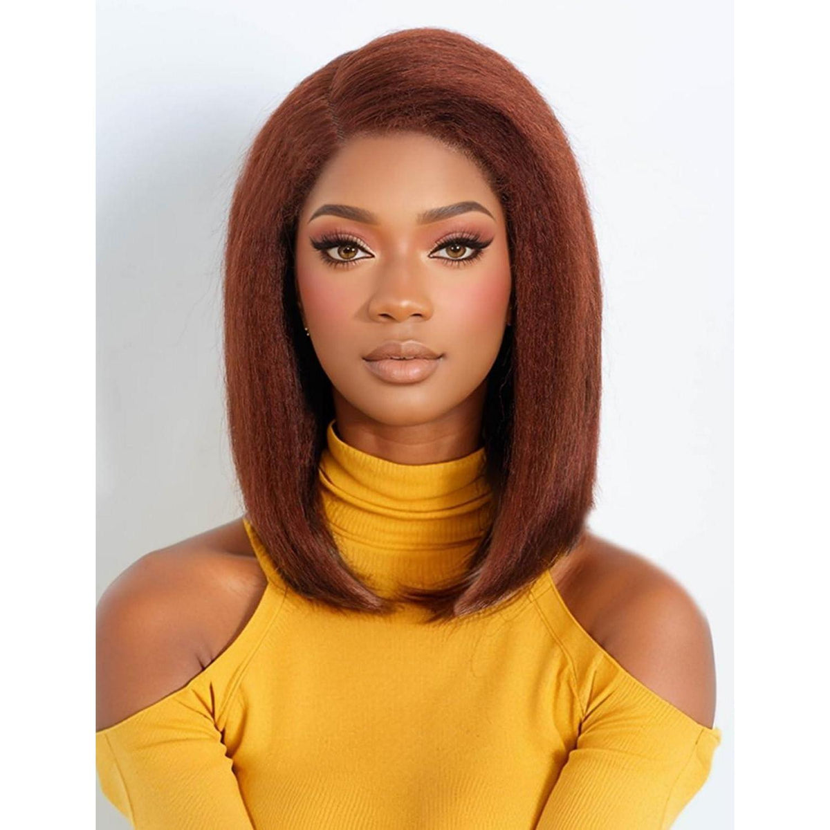 Echthaar Bob Perücke – Kinky Straight mit Babyhaar (40cm)