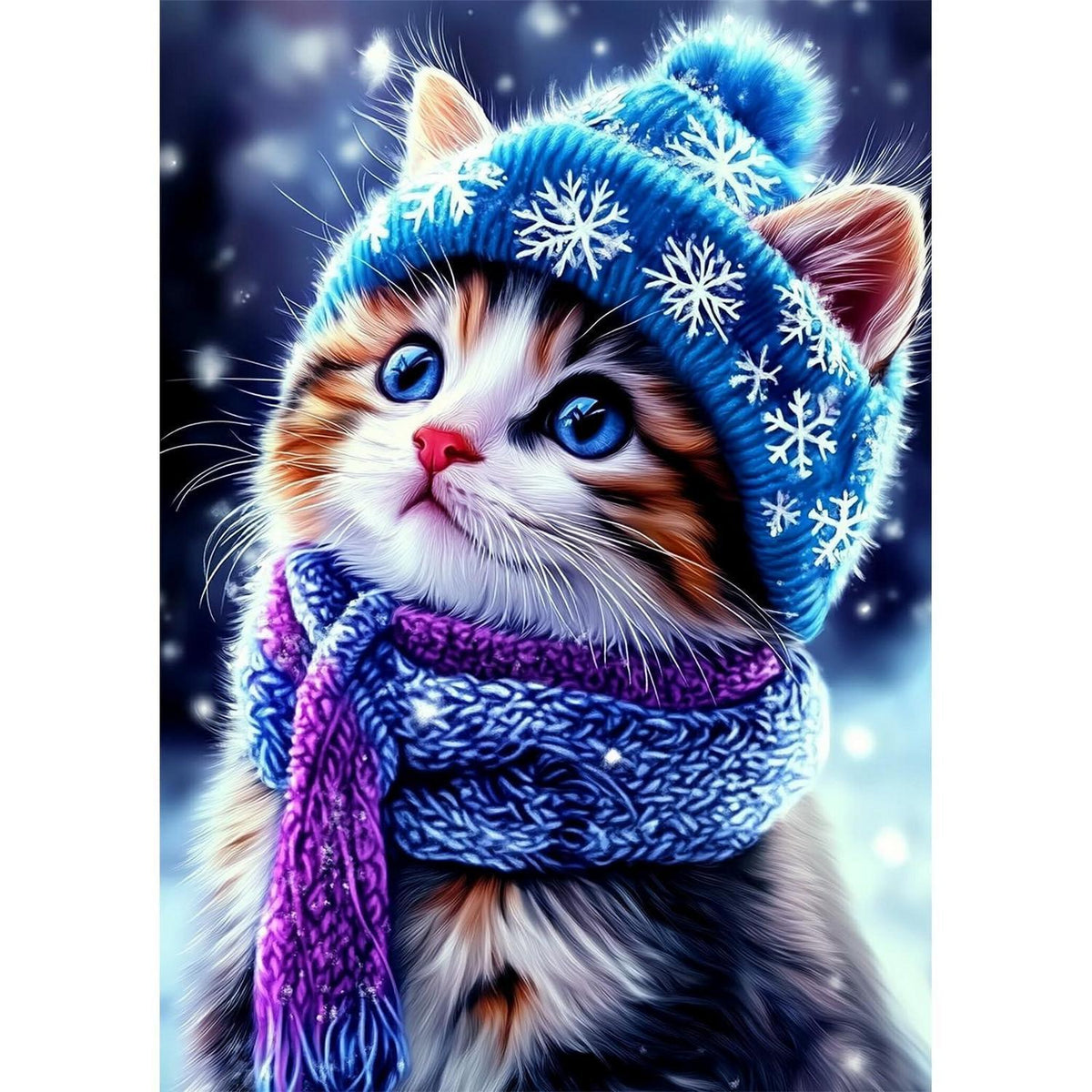 5D Diamant Painting Winterkatze - Bastelset für Erwachsene
