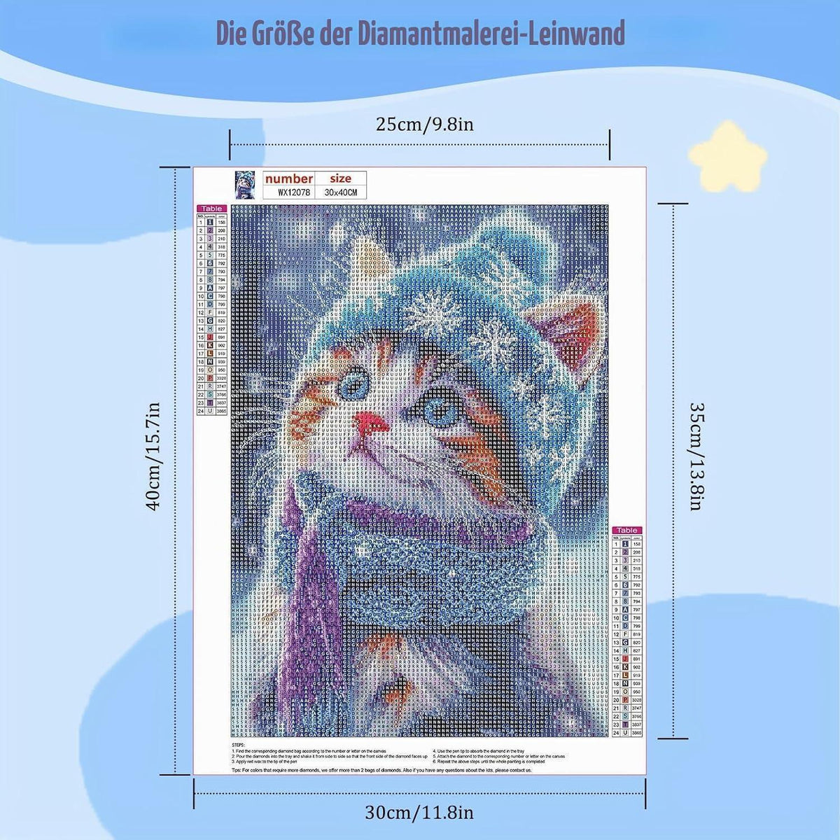 5D Diamant Painting Winterkatze - Bastelset für Erwachsene