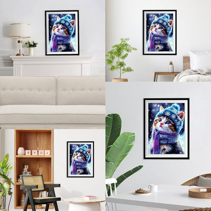 5D Diamant Painting Winterkatze - Bastelset für Erwachsene