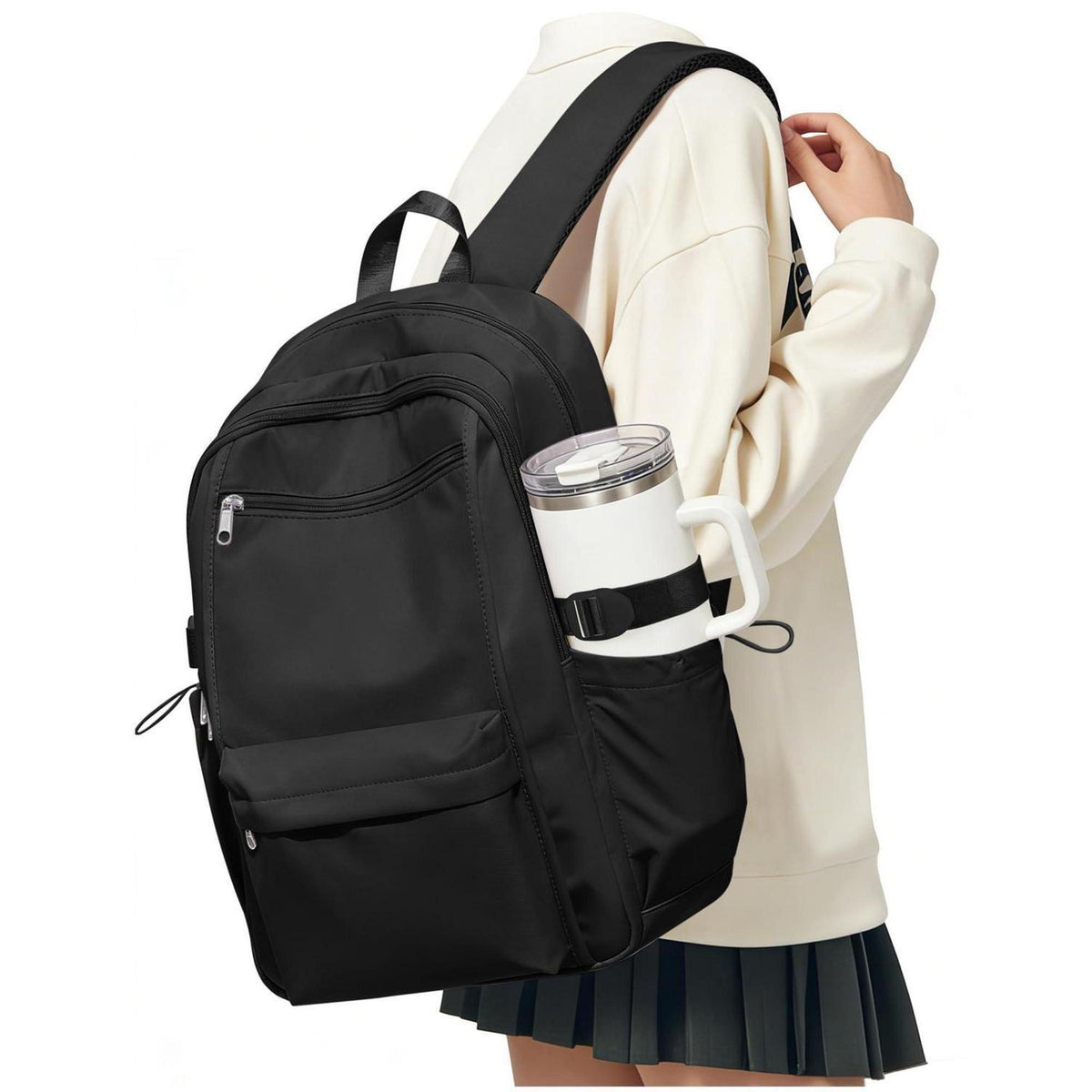 Schulrucksack Mädchen Schwarz – 24L Laptopfach & viele Fächer